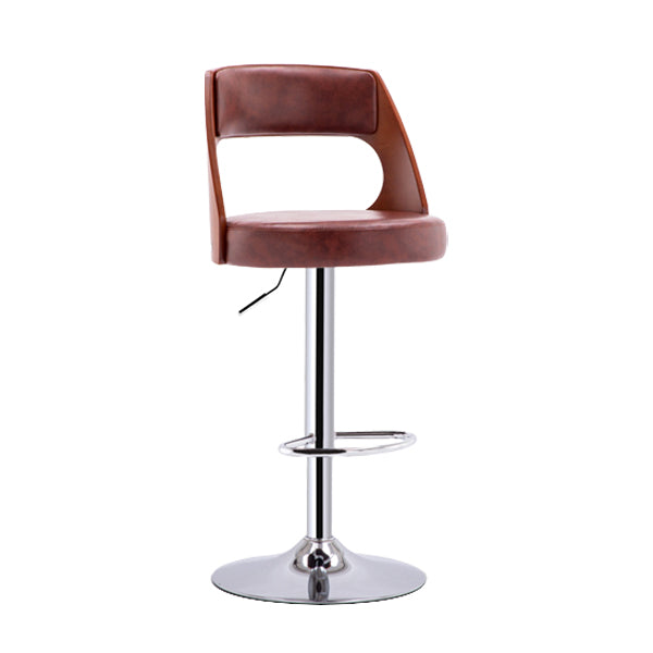 Industrial Style Liftable Bar-stool Metal Counter Bar Stool with Metal Legs for Kitchen Silver Brown 1 Piece Clearhalo 'Bar Furniture' 'Bar Stools' 'bar_stools' 'furn' 'furn_bar_stools' 'Furniture' 'Kitchen & Dining Furniture' 5393081