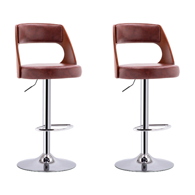 Industrial Style Liftable Bar-stool Metal Counter Bar Stool with Metal Legs for Kitchen Silver Brown 2 Piece Set Clearhalo 'Bar Furniture' 'Bar Stools' 'bar_stools' 'furn' 'furn_bar_stools' 'Furniture' 'Kitchen & Dining Furniture' 5393082