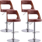 Industrial Style Liftable Bar-stool Metal Counter Bar Stool with Metal Legs for Kitchen Silver Brown 4 Piece Set Clearhalo 'Bar Furniture' 'Bar Stools' 'bar_stools' 'furn' 'furn_bar_stools' 'Furniture' 'Kitchen & Dining Furniture' 5393083