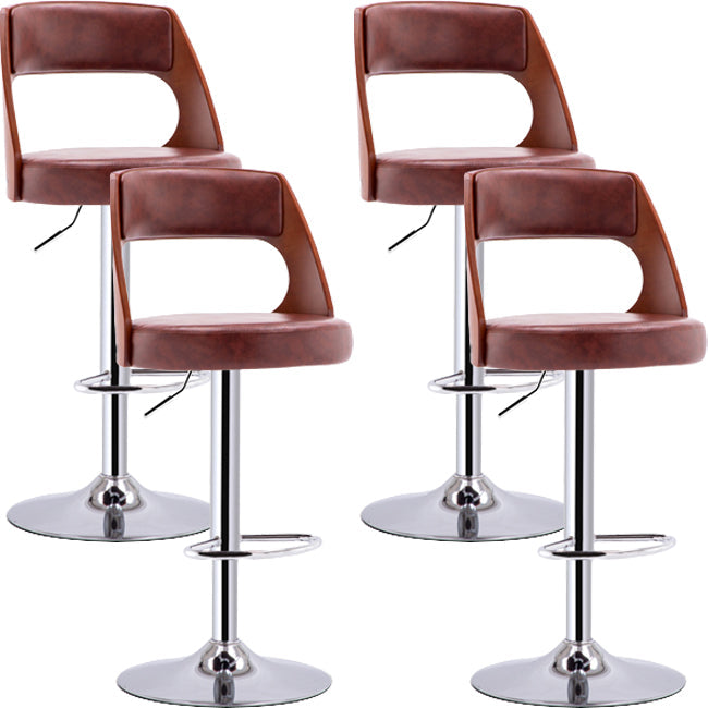 Industrial Style Liftable Bar-stool Metal Counter Bar Stool with Metal Legs for Kitchen Silver Brown 4 Piece Set Clearhalo 'Bar Furniture' 'Bar Stools' 'bar_stools' 'furn' 'furn_bar_stools' 'Furniture' 'Kitchen & Dining Furniture' 5393083