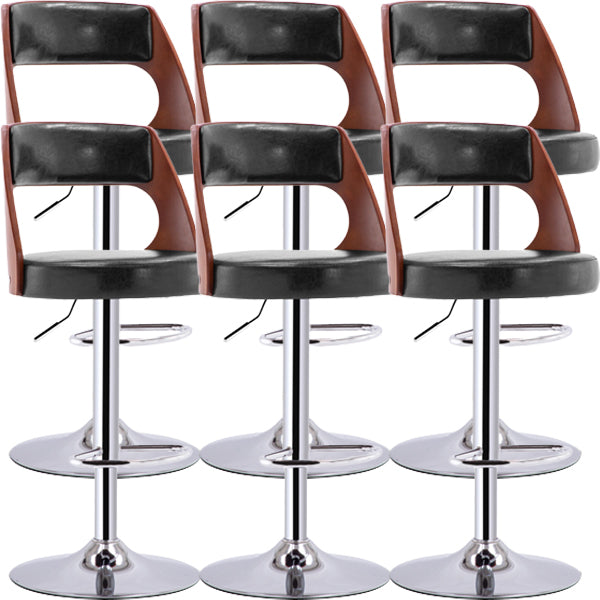 Industrial Style Liftable Bar-stool Metal Counter Bar Stool with Metal Legs for Kitchen Black-Silver 6 Piece Set Clearhalo 'Bar Furniture' 'Bar Stools' 'bar_stools' 'furn' 'furn_bar_stools' 'Furniture' 'Kitchen & Dining Furniture' 5393089
