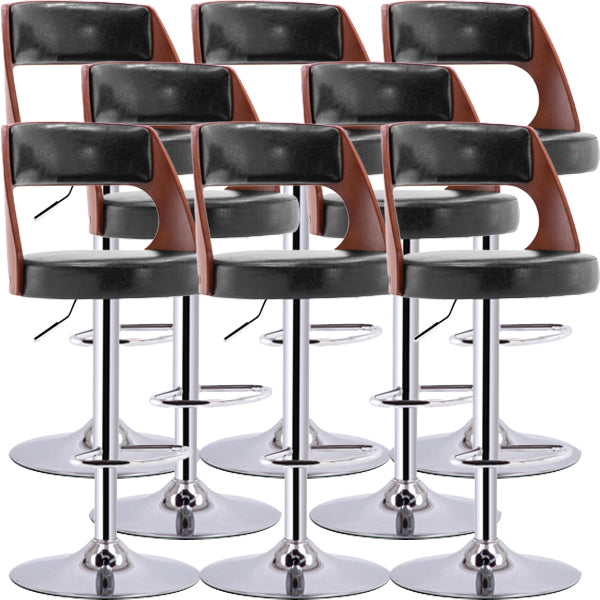Industrial Style Liftable Bar-stool Metal Counter Bar Stool with Metal Legs for Kitchen Black-Silver 8 Piece Set Clearhalo 'Bar Furniture' 'Bar Stools' 'bar_stools' 'furn' 'furn_bar_stools' 'Furniture' 'Kitchen & Dining Furniture' 5393090