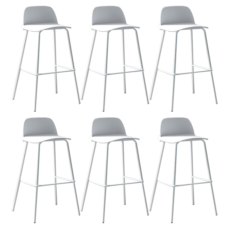 Modern Style Bar-stool Plastic Counter Bar Stool with Metal Legs for Home White 6 Piece Set Clearhalo 'Bar Furniture' 'Bar Stools' 'bar_stools' 'furn' 'furn_bar_stools' 'Furniture' 'Kitchen & Dining Furniture' 5393097