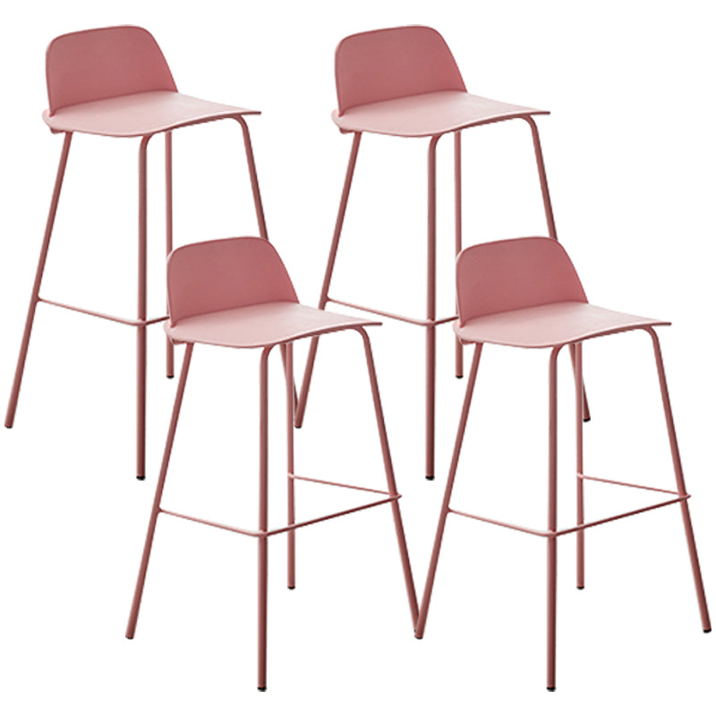 Modern Style Bar-stool Plastic Counter Bar Stool with Metal Legs for Home Pink 4 Piece Set Clearhalo 'Bar Furniture' 'Bar Stools' 'bar_stools' 'furn' 'furn_bar_stools' 'Furniture' 'Kitchen & Dining Furniture' 5393102