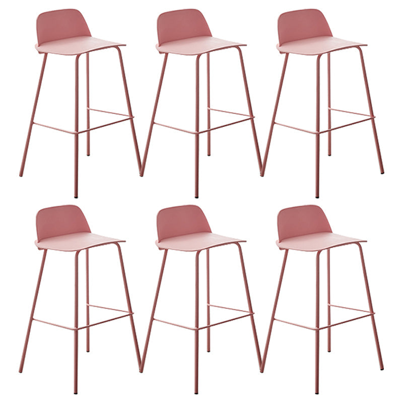 Modern Style Bar-stool Plastic Counter Bar Stool with Metal Legs for Home Pink 6 Piece Set Clearhalo 'Bar Furniture' 'Bar Stools' 'bar_stools' 'furn' 'furn_bar_stools' 'Furniture' 'Kitchen & Dining Furniture' 5393105
