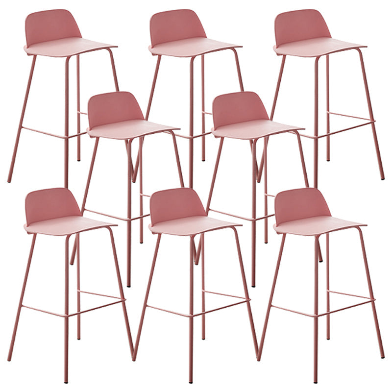 Modern Style Bar-stool Plastic Counter Bar Stool with Metal Legs for Home Pink 8 Piece Set Clearhalo 'Bar Furniture' 'Bar Stools' 'bar_stools' 'furn' 'furn_bar_stools' 'Furniture' 'Kitchen & Dining Furniture' 5393107