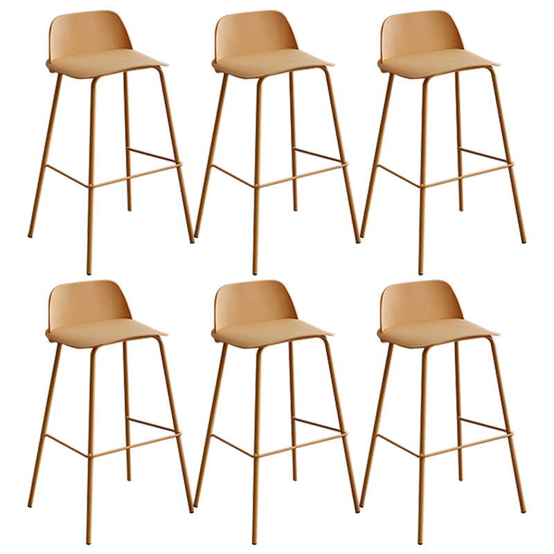 Modern Style Bar-stool Plastic Counter Bar Stool with Metal Legs for Home Yellow 6 Piece Set Clearhalo 'Bar Furniture' 'Bar Stools' 'bar_stools' 'furn' 'furn_bar_stools' 'Furniture' 'Kitchen & Dining Furniture' 5393112