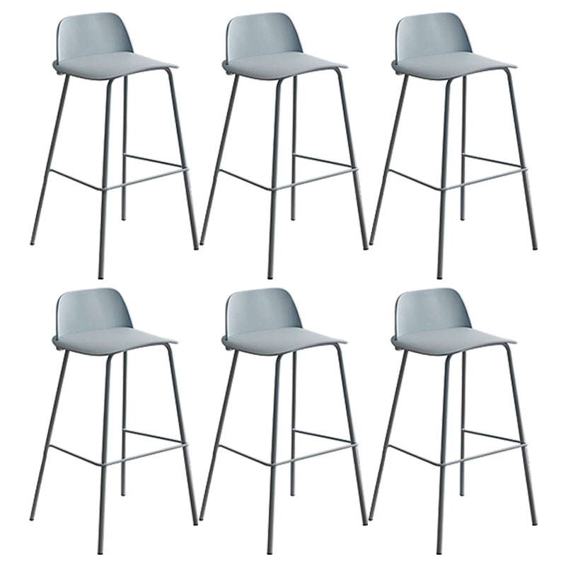 Modern Style Bar-stool Plastic Counter Bar Stool with Metal Legs for Home Blue 6 Piece Set Clearhalo 'Bar Furniture' 'Bar Stools' 'bar_stools' 'furn' 'furn_bar_stools' 'Furniture' 'Kitchen & Dining Furniture' 5393117