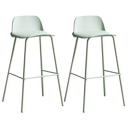 Modern Style Bar-stool Plastic Counter Bar Stool with Metal Legs for Home Green 2 Piece Set Clearhalo 'Bar Furniture' 'Bar Stools' 'bar_stools' 'furn' 'furn_bar_stools' 'Furniture' 'Kitchen & Dining Furniture' 5393119