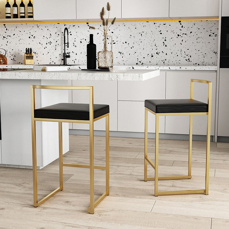 Nordic Backrest Armless Counter Stool Iron Kitchen Bar Stool with Cushion and Pedal Clearhalo 'Bar Furniture' 'Bar Stools' 'bar_stools' 'furn' 'furn_bar_stools' 'Furniture' 'Kitchen & Dining Furniture' 5393200
