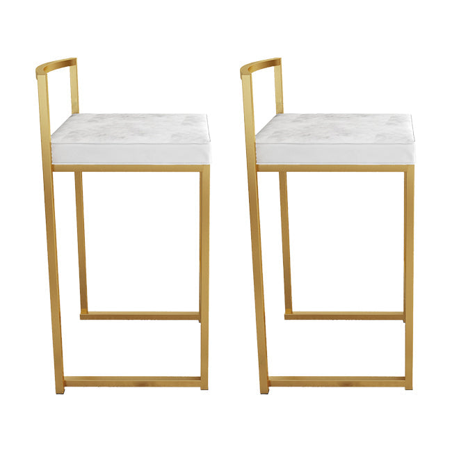 Nordic Backrest Armless Counter Stool Iron Kitchen Bar Stool with Cushion and Pedal Gloss White 2 Piece Set Clearhalo 'Bar Furniture' 'Bar Stools' 'bar_stools' 'furn' 'furn_bar_stools' 'Furniture' 'Kitchen & Dining Furniture' 5393201