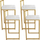 Nordic Backrest Armless Counter Stool Iron Kitchen Bar Stool with Cushion and Pedal Gloss White 4 Piece Set Clearhalo 'Bar Furniture' 'Bar Stools' 'bar_stools' 'furn' 'furn_bar_stools' 'Furniture' 'Kitchen & Dining Furniture' 5393203
