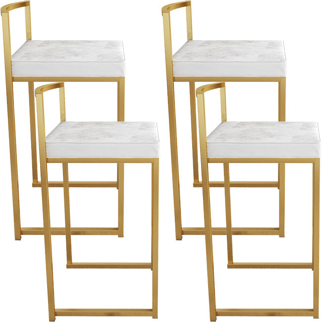 Nordic Backrest Armless Counter Stool Iron Kitchen Bar Stool with Cushion and Pedal Gloss White 4 Piece Set Clearhalo 'Bar Furniture' 'Bar Stools' 'bar_stools' 'furn' 'furn_bar_stools' 'Furniture' 'Kitchen & Dining Furniture' 5393203