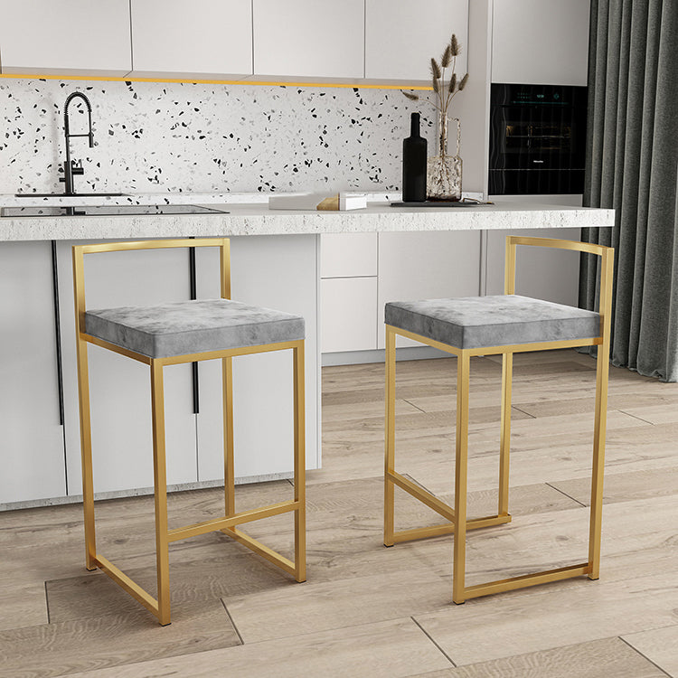 Nordic Backrest Armless Counter Stool Iron Kitchen Bar Stool with Cushion and Pedal Clearhalo 'Bar Furniture' 'Bar Stools' 'bar_stools' 'furn' 'furn_bar_stools' 'Furniture' 'Kitchen & Dining Furniture' 5393204