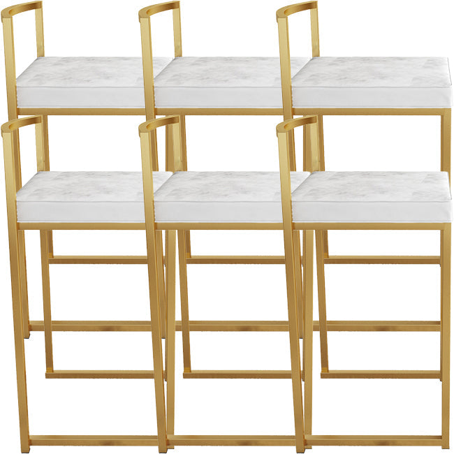 Nordic Backrest Armless Counter Stool Iron Kitchen Bar Stool with Cushion and Pedal Gloss White 6 Piece Set Clearhalo 'Bar Furniture' 'Bar Stools' 'bar_stools' 'furn' 'furn_bar_stools' 'Furniture' 'Kitchen & Dining Furniture' 5393205