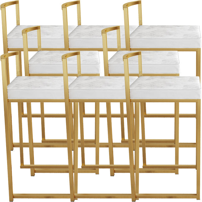 Nordic Backrest Armless Counter Stool Iron Kitchen Bar Stool with Cushion and Pedal Gloss White 8 Piece Set Clearhalo 'Bar Furniture' 'Bar Stools' 'bar_stools' 'furn' 'furn_bar_stools' 'Furniture' 'Kitchen & Dining Furniture' 5393206