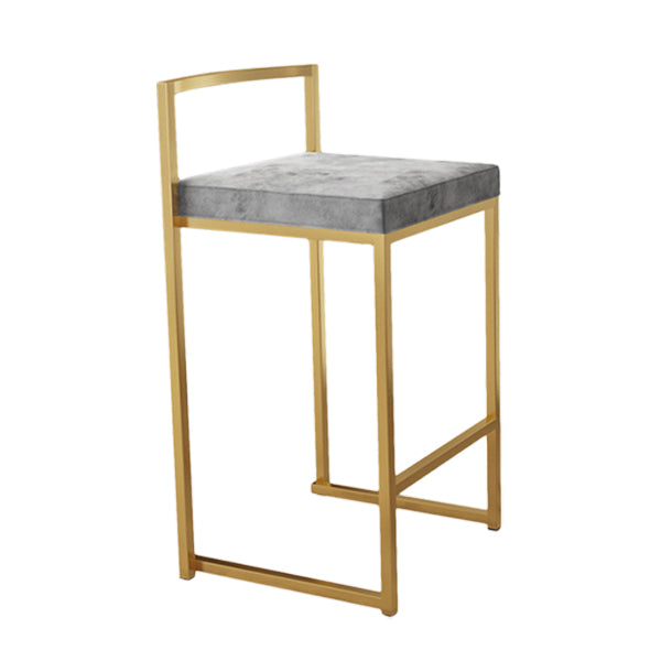 Nordic Backrest Armless Counter Stool Iron Kitchen Bar Stool with Cushion and Pedal Clearhalo 'Bar Furniture' 'Bar Stools' 'bar_stools' 'furn' 'furn_bar_stools' 'Furniture' 'Kitchen & Dining Furniture' 5393209