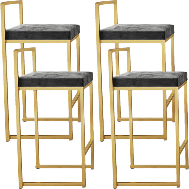 Nordic Backrest Armless Counter Stool Iron Kitchen Bar Stool with Cushion and Pedal Gloss Black 4 Piece Set Clearhalo 'Bar Furniture' 'Bar Stools' 'bar_stools' 'furn' 'furn_bar_stools' 'Furniture' 'Kitchen & Dining Furniture' 5393211