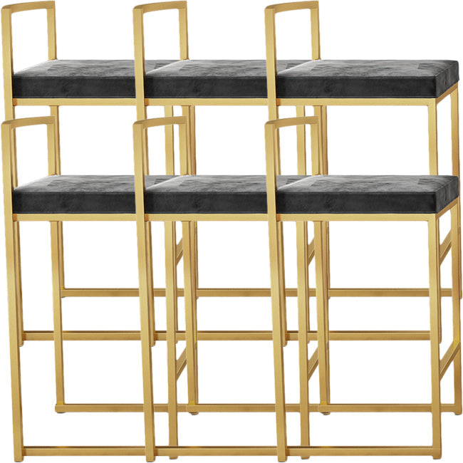 Nordic Backrest Armless Counter Stool Iron Kitchen Bar Stool with Cushion and Pedal Gloss Black 6 Piece Set Clearhalo 'Bar Furniture' 'Bar Stools' 'bar_stools' 'furn' 'furn_bar_stools' 'Furniture' 'Kitchen & Dining Furniture' 5393213