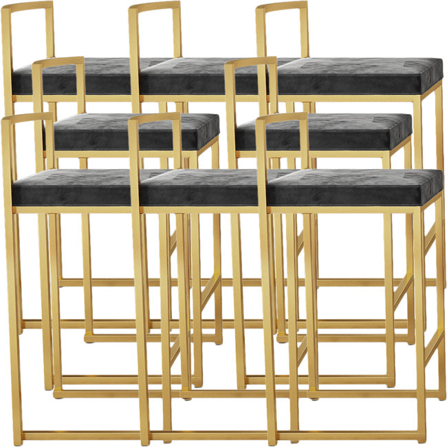 Nordic Backrest Armless Counter Stool Iron Kitchen Bar Stool with Cushion and Pedal Gloss Black 8 Piece Set Clearhalo 'Bar Furniture' 'Bar Stools' 'bar_stools' 'furn' 'furn_bar_stools' 'Furniture' 'Kitchen & Dining Furniture' 5393215