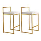 Nordic Backrest Armless Counter Stool Iron Kitchen Bar Stool with Cushion and Pedal White 2 Piece Set Clearhalo 'Bar Furniture' 'Bar Stools' 'bar_stools' 'furn' 'furn_bar_stools' 'Furniture' 'Kitchen & Dining Furniture' 5393217