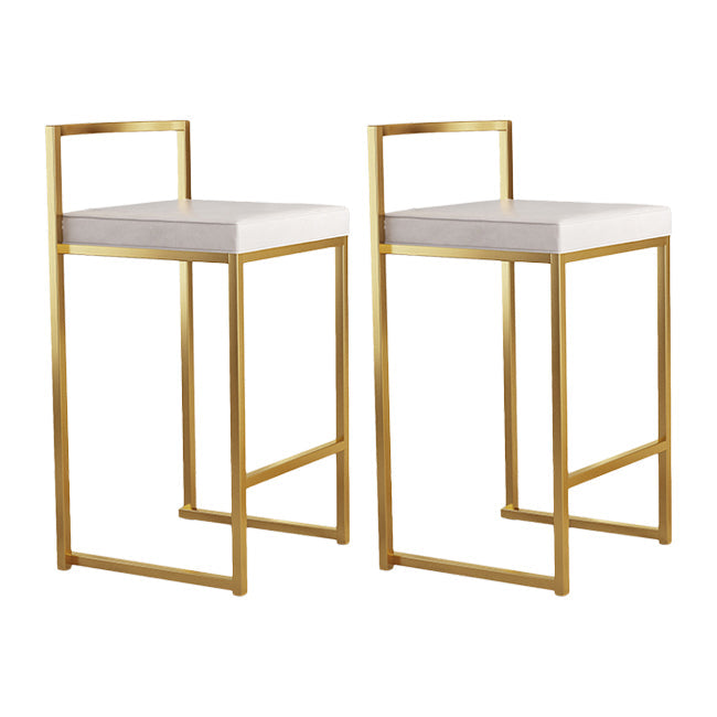 Nordic Backrest Armless Counter Stool Iron Kitchen Bar Stool with Cushion and Pedal White 2 Piece Set Clearhalo 'Bar Furniture' 'Bar Stools' 'bar_stools' 'furn' 'furn_bar_stools' 'Furniture' 'Kitchen & Dining Furniture' 5393217