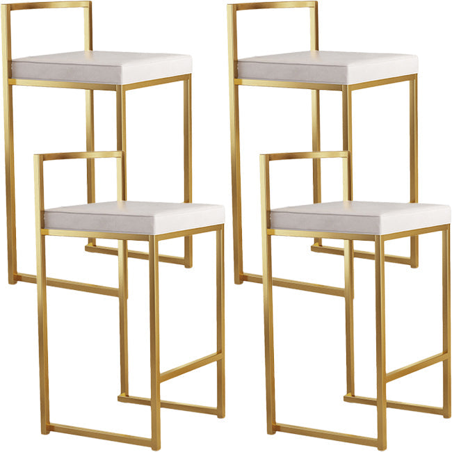 Nordic Backrest Armless Counter Stool Iron Kitchen Bar Stool with Cushion and Pedal White 4 Piece Set Clearhalo 'Bar Furniture' 'Bar Stools' 'bar_stools' 'furn' 'furn_bar_stools' 'Furniture' 'Kitchen & Dining Furniture' 5393219