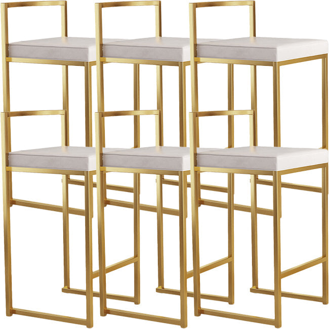 Nordic Backrest Armless Counter Stool Iron Kitchen Bar Stool with Cushion and Pedal White 6 Piece Set Clearhalo 'Bar Furniture' 'Bar Stools' 'bar_stools' 'furn' 'furn_bar_stools' 'Furniture' 'Kitchen & Dining Furniture' 5393220