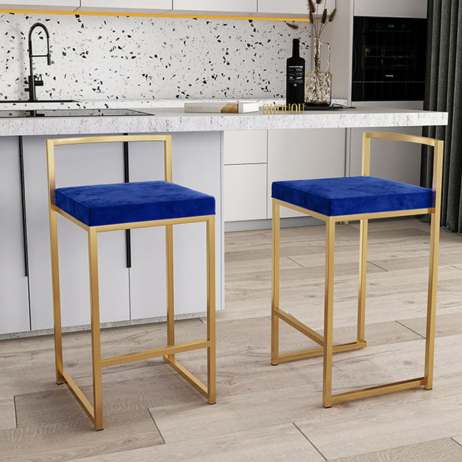 Nordic Backrest Armless Counter Stool Iron Kitchen Bar Stool with Cushion and Pedal Clearhalo 'Bar Furniture' 'Bar Stools' 'bar_stools' 'furn' 'furn_bar_stools' 'Furniture' 'Kitchen & Dining Furniture' 5393221