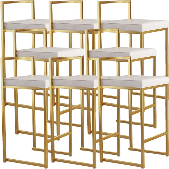 Nordic Backrest Armless Counter Stool Iron Kitchen Bar Stool with Cushion and Pedal White 8 Piece Set Clearhalo 'Bar Furniture' 'Bar Stools' 'bar_stools' 'furn' 'furn_bar_stools' 'Furniture' 'Kitchen & Dining Furniture' 5393223