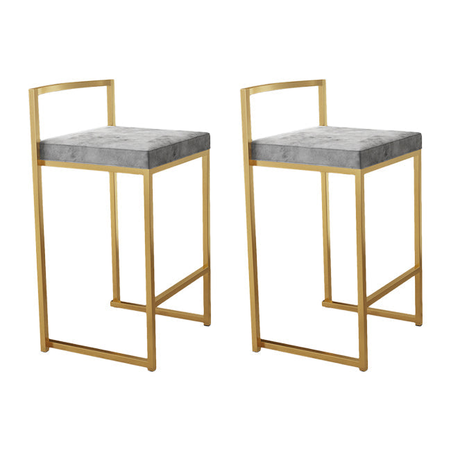 Nordic Backrest Armless Counter Stool Iron Kitchen Bar Stool with Cushion and Pedal Light Gray 2 Piece Set Clearhalo 'Bar Furniture' 'Bar Stools' 'bar_stools' 'furn' 'furn_bar_stools' 'Furniture' 'Kitchen & Dining Furniture' 5393224