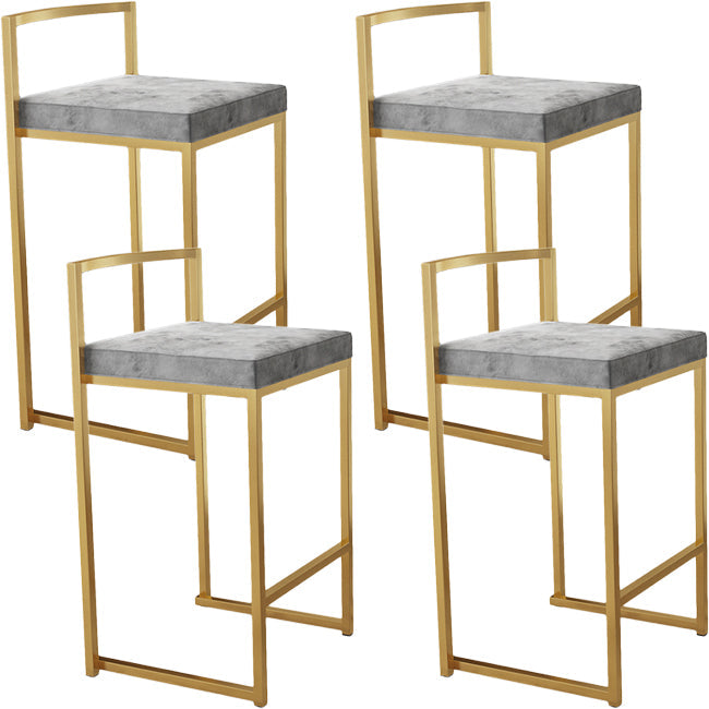 Nordic Backrest Armless Counter Stool Iron Kitchen Bar Stool with Cushion and Pedal Light Gray 4 Piece Set Clearhalo 'Bar Furniture' 'Bar Stools' 'bar_stools' 'furn' 'furn_bar_stools' 'Furniture' 'Kitchen & Dining Furniture' 5393225