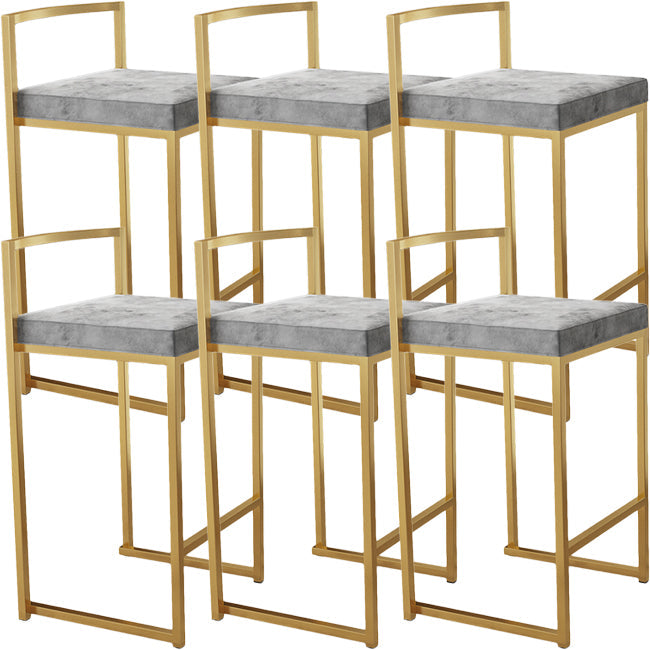 Nordic Backrest Armless Counter Stool Iron Kitchen Bar Stool with Cushion and Pedal Light Gray 6 Piece Set Clearhalo 'Bar Furniture' 'Bar Stools' 'bar_stools' 'furn' 'furn_bar_stools' 'Furniture' 'Kitchen & Dining Furniture' 5393226