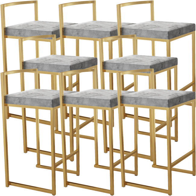 Nordic Backrest Armless Counter Stool Iron Kitchen Bar Stool with Cushion and Pedal Light Gray 8 Piece Set Clearhalo 'Bar Furniture' 'Bar Stools' 'bar_stools' 'furn' 'furn_bar_stools' 'Furniture' 'Kitchen & Dining Furniture' 5393227