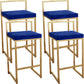 Nordic Backrest Armless Counter Stool Iron Kitchen Bar Stool with Cushion and Pedal Royal Blue 4 Piece Set Clearhalo 'Bar Furniture' 'Bar Stools' 'bar_stools' 'furn' 'furn_bar_stools' 'Furniture' 'Kitchen & Dining Furniture' 5393229