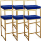 Nordic Backrest Armless Counter Stool Iron Kitchen Bar Stool with Cushion and Pedal Royal Blue 6 Piece Set Clearhalo 'Bar Furniture' 'Bar Stools' 'bar_stools' 'furn' 'furn_bar_stools' 'Furniture' 'Kitchen & Dining Furniture' 5393230