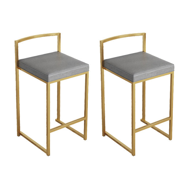 Nordic Backrest Armless Counter Stool Iron Kitchen Bar Stool with Cushion and Pedal Grey 2 Piece Set Clearhalo 'Bar Furniture' 'Bar Stools' 'bar_stools' 'furn' 'furn_bar_stools' 'Furniture' 'Kitchen & Dining Furniture' 5393232