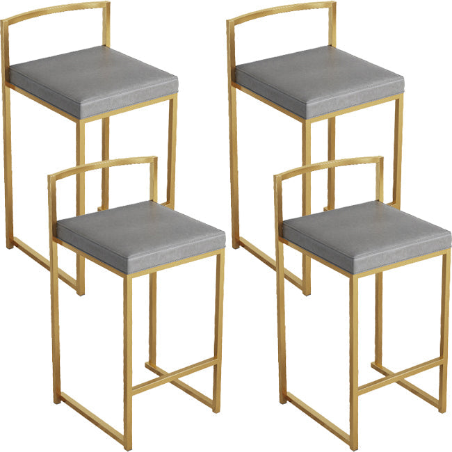 Nordic Backrest Armless Counter Stool Iron Kitchen Bar Stool with Cushion and Pedal Grey 4 Piece Set Clearhalo 'Bar Furniture' 'Bar Stools' 'bar_stools' 'furn' 'furn_bar_stools' 'Furniture' 'Kitchen & Dining Furniture' 5393233