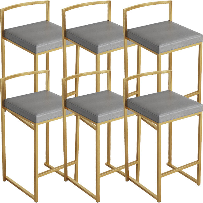 Nordic Backrest Armless Counter Stool Iron Kitchen Bar Stool with Cushion and Pedal Grey 6 Piece Set Clearhalo 'Bar Furniture' 'Bar Stools' 'bar_stools' 'furn' 'furn_bar_stools' 'Furniture' 'Kitchen & Dining Furniture' 5393234