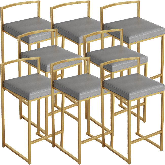 Nordic Backrest Armless Counter Stool Iron Kitchen Bar Stool with Cushion and Pedal Grey 8 Piece Set Clearhalo 'Bar Furniture' 'Bar Stools' 'bar_stools' 'furn' 'furn_bar_stools' 'Furniture' 'Kitchen & Dining Furniture' 5393235