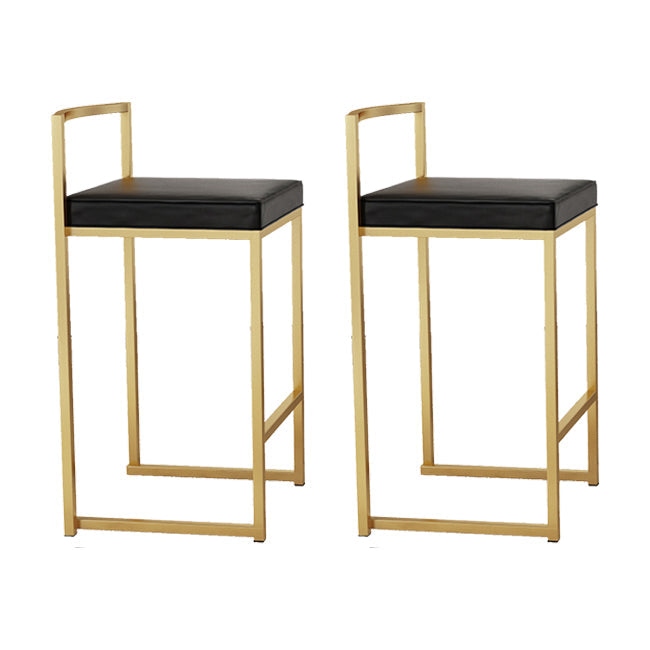 Nordic Backrest Armless Counter Stool Iron Kitchen Bar Stool with Cushion and Pedal Black 2 Piece Set Clearhalo 'Bar Furniture' 'Bar Stools' 'bar_stools' 'furn' 'furn_bar_stools' 'Furniture' 'Kitchen & Dining Furniture' 5393236