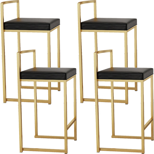 Nordic Backrest Armless Counter Stool Iron Kitchen Bar Stool with Cushion and Pedal Black 4 Piece Set Clearhalo 'Bar Furniture' 'Bar Stools' 'bar_stools' 'furn' 'furn_bar_stools' 'Furniture' 'Kitchen & Dining Furniture' 5393237