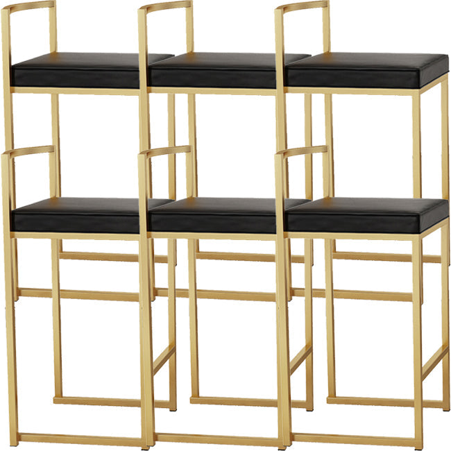 Nordic Backrest Armless Counter Stool Iron Kitchen Bar Stool with Cushion and Pedal Black 6 Piece Set Clearhalo 'Bar Furniture' 'Bar Stools' 'bar_stools' 'furn' 'furn_bar_stools' 'Furniture' 'Kitchen & Dining Furniture' 5393238