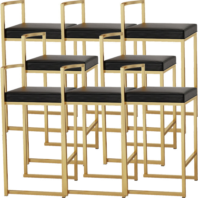 Nordic Backrest Armless Counter Stool Iron Kitchen Bar Stool with Cushion and Pedal Black 8 Piece Set Clearhalo 'Bar Furniture' 'Bar Stools' 'bar_stools' 'furn' 'furn_bar_stools' 'Furniture' 'Kitchen & Dining Furniture' 5393239