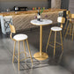 1/2/3/4 Pieces Glam Round Bar Table Set Bistro Set with Faux Marble Top