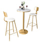 1/2/3/4 Pieces Glam Round Bar Table Set Bistro Set with Faux Marble Top