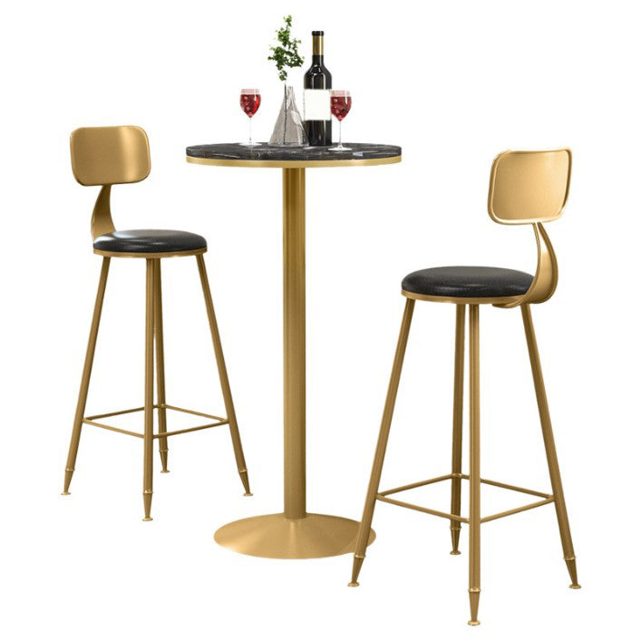 1/2/3/4 Pieces Glam Round Bar Table Set Bistro Set with Faux Marble Top
