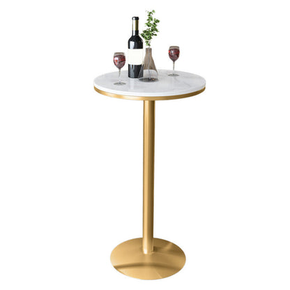 1/2/3/4 Pieces Glam Round Bar Table Set Bistro Set with Faux Marble Top