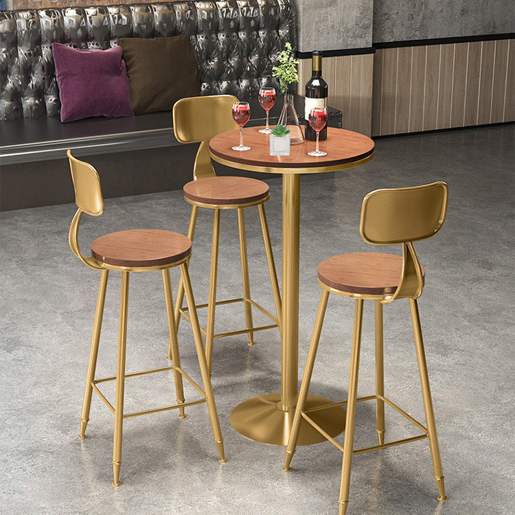 1/2/3/4 Pieces Glam Round Bar Table Set Bistro Set with Faux Marble Top