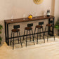 Modern Rectangle Solid Wood Bar Table Set 1/5/9 Pieces Counter Table with Black Stools Clearhalo 'Bar Furniture' 'furn' 'furn_home_bar_bar_sets' 'Furniture' 'Home Bars & Bar Sets' 'home_bar_bar_sets' 'Kitchen & Dining Furniture' 5393352